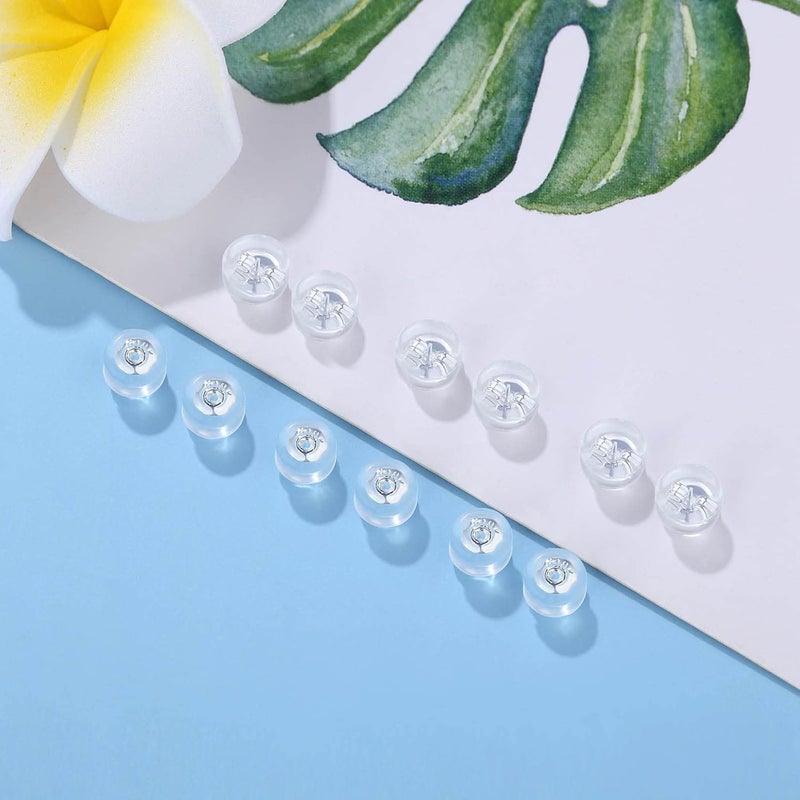 Moconar Earring Backs 18K Gold Locking Silicone Earring Backs Replacements for Studs/Droopy Ears/Heavy Earrings, No-Irritate Hypoallergenice Backings for Women Men Transparency White Color - Image 3